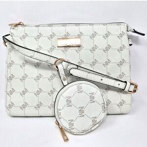 Nicole Miller Ivory Signature Logo Crossbody